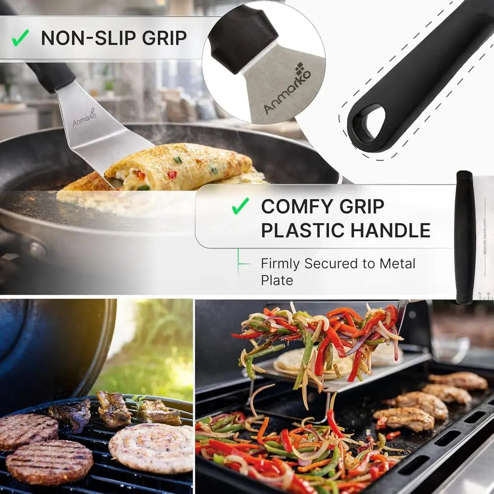 Heavy Duty Cast Iron BBQ Grill Skillet Pan - Commercial Grade Accessories Set of 3