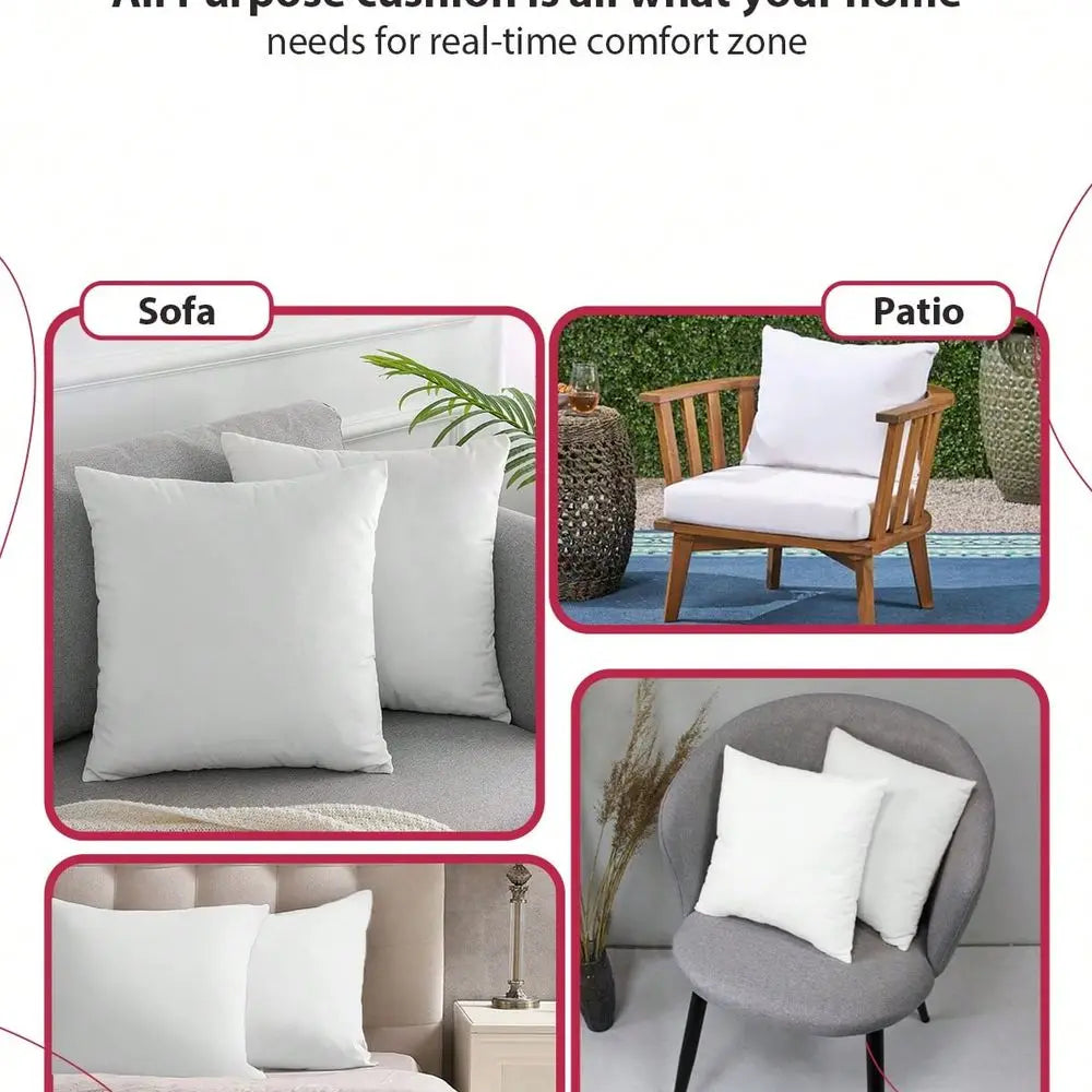 Pack Of 4 White Square Throw Pillows – Lux Decor Couch Pillow, Soft Polyester Fabric, Plush Texture, Ideal For Bed & Couch, Add