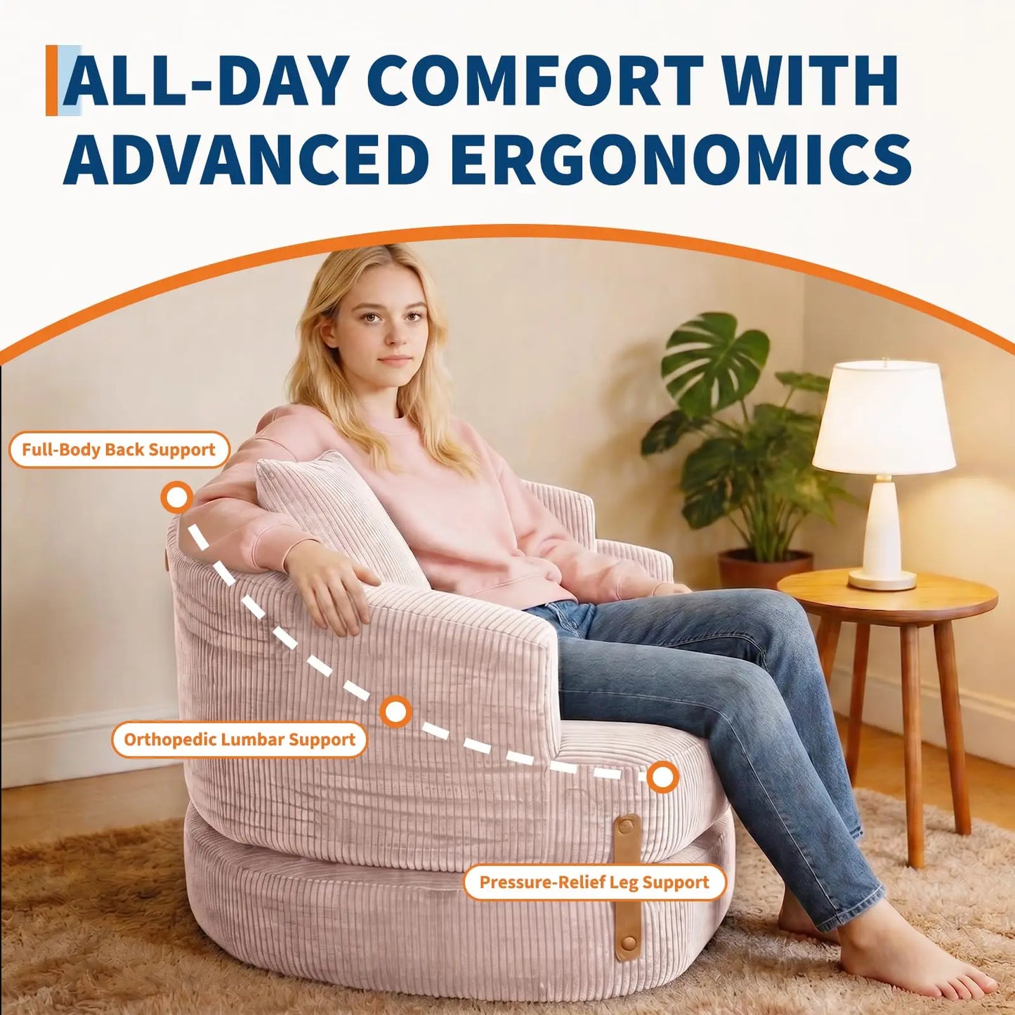 Folding Sofa Bed with Backrest & Handle, 3-in-1 Convertible Bean Bag Chair to Floor Sofa Lounger, Boneless Fold Out Couch Bed with Handle Comfy Fold Out Couch for Bedroom and Living Room