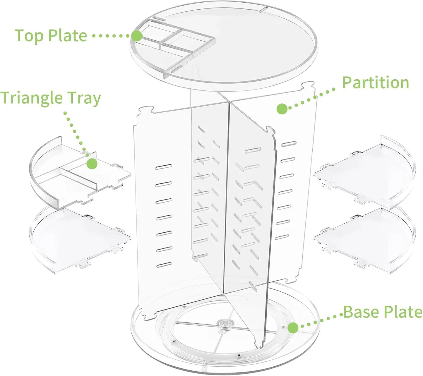 360 Rotating Makeup Organizer for Countertop, Spinning Cosmetic Holder with Adjustable Storage for Bedroom Vanity