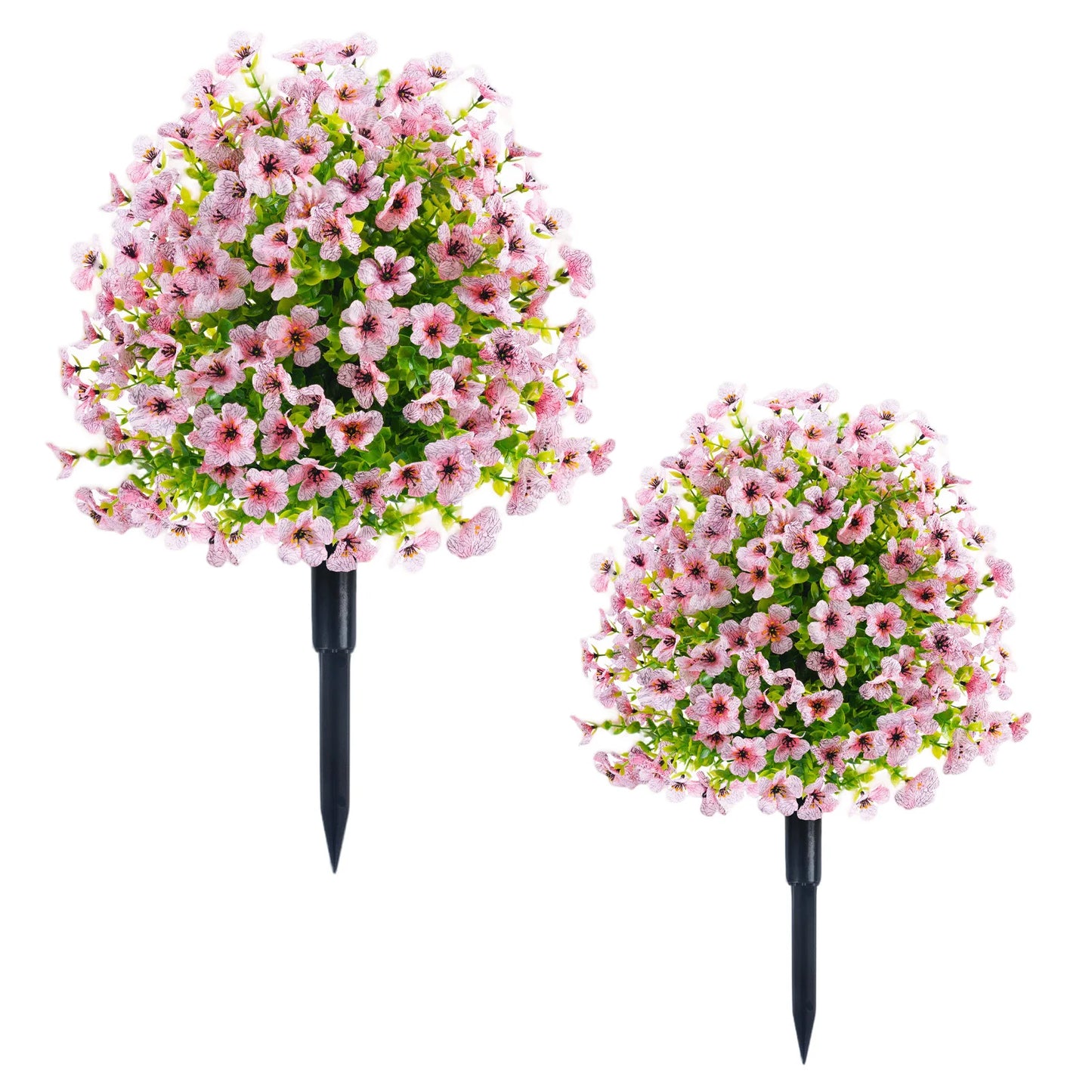 2Pcs Artificial Boxwood Topiary Ball Bushes, Anti-UV Outdoor Faux Shrubs with Ground Spike for Porch, Front Garden & Home Decor