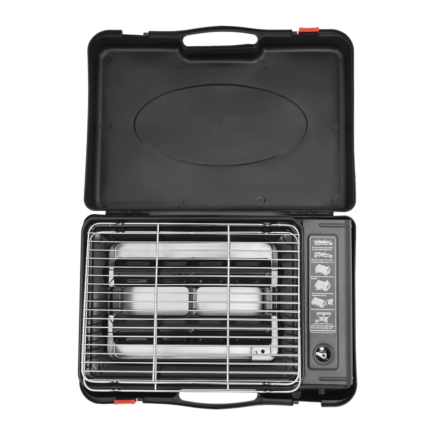 Gas Barbecue Grill, Butane LPG Stove 2.2KW Power, Camping Gas Stove Tabletop with Grilling Nets, Double-row Firepower Tubes