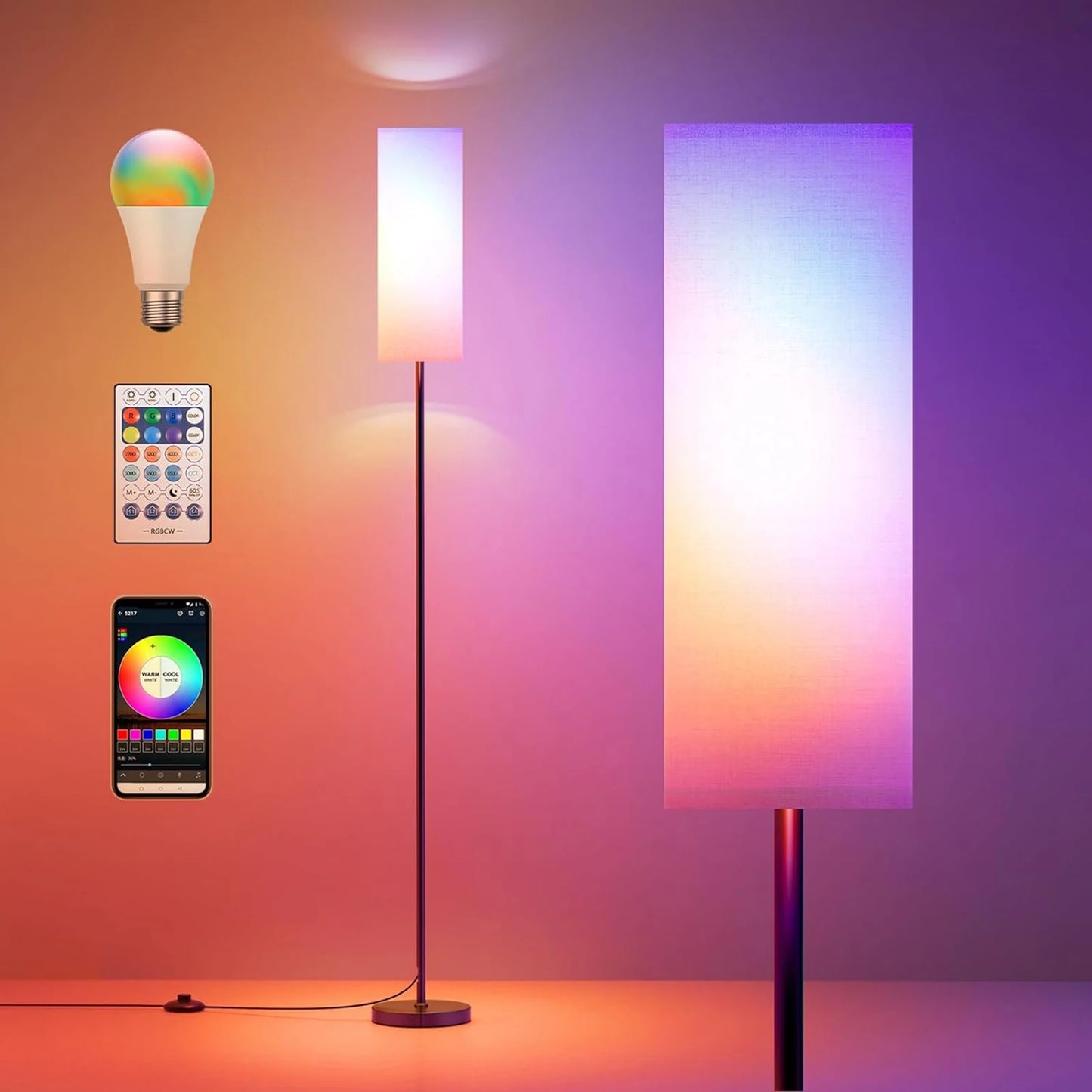 Modern Floor Lamp Standing Tall Light Foot  for Bedroom Living Room Study Room