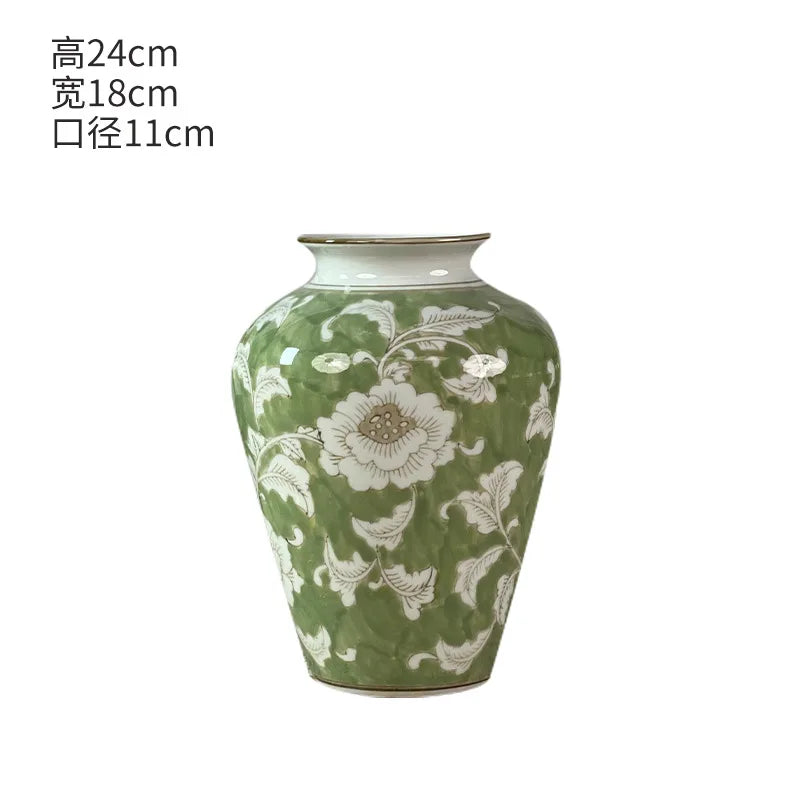 Blue and White Porcelain Retro Vase Ceramic Painted Flower Potted Plant Floral Hydroponic Vase Crafts Decoration Indoor Ornament