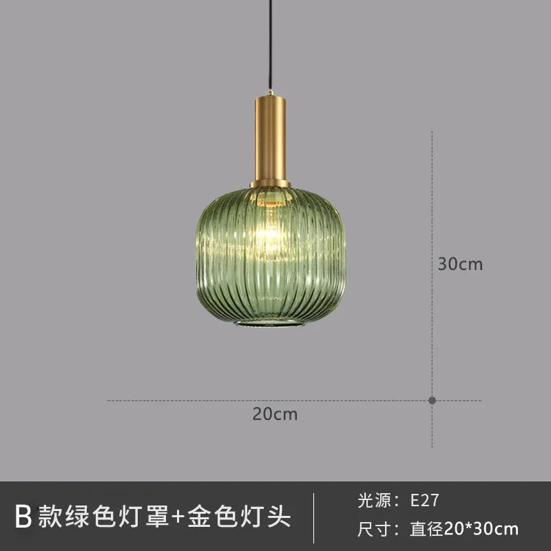 Dropshipping Glass Striped Pendant Lights Nordic loft Dining Room Kitchen Fixtures Ceiling Pendant Lamp Home Decor Hanging Lamp