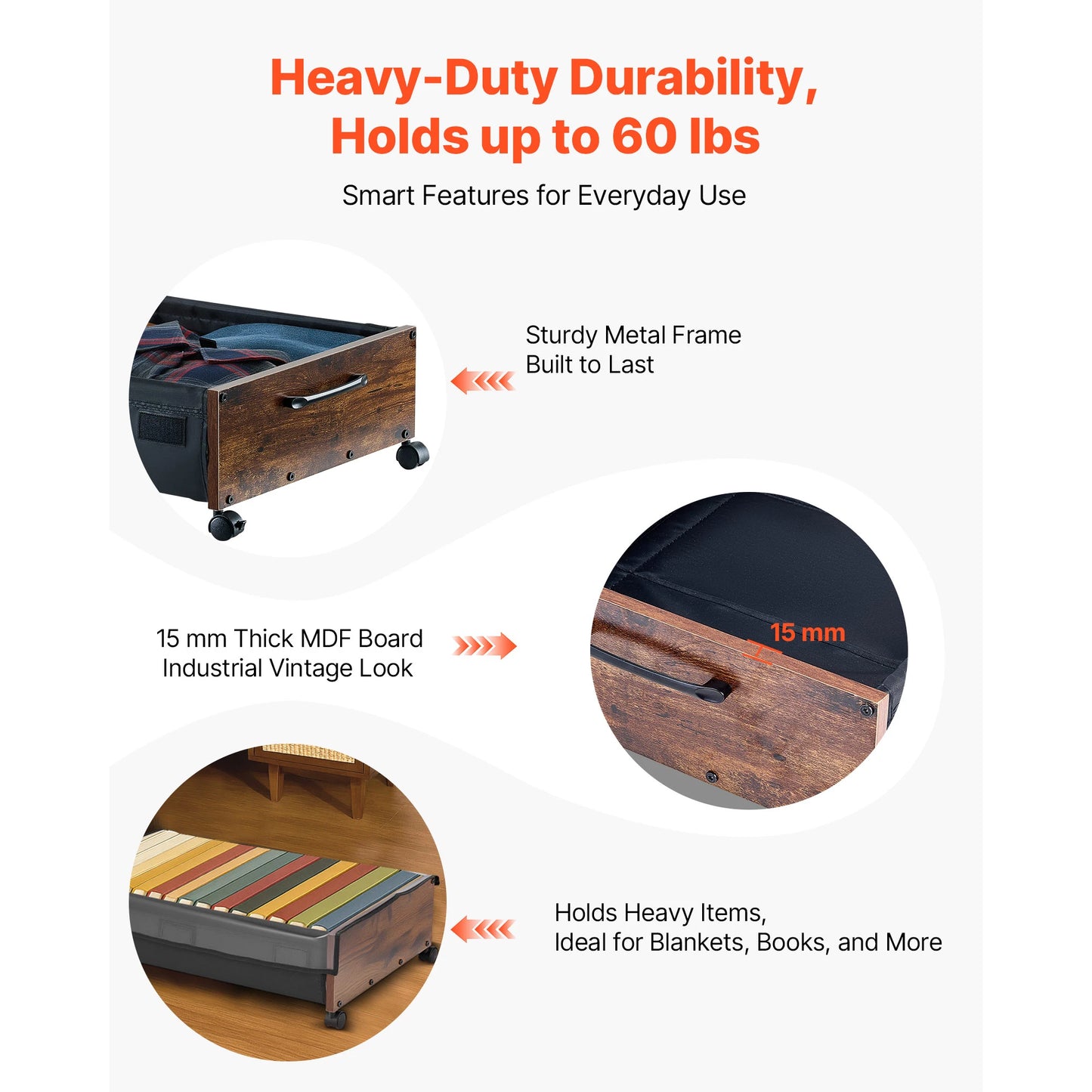 SucceBuy Under Bed Storage Underbed Shoes Organizer with Wheels/Clear Lids Under the Bed Storage Bins for Clothes Shoes Blankets