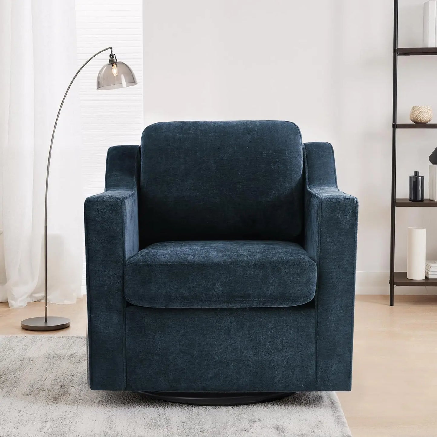 Swivel Chenille Accent Chair Set of 2, Modern Armrest Comfy Single Sofa for Living Room, Custom