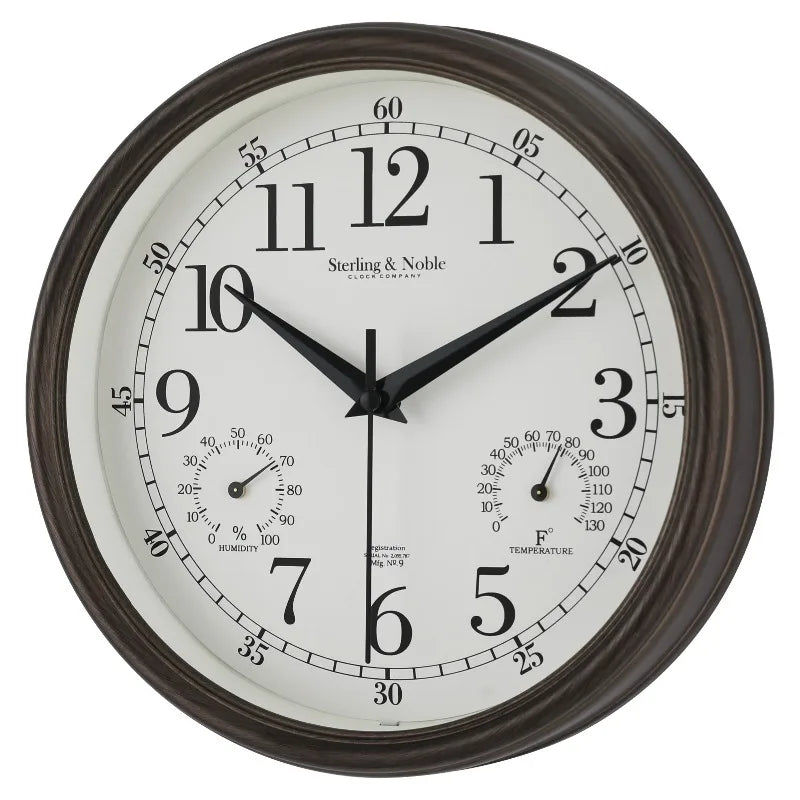 8.75" Indoor/Outdoor Antique Bronze Round Arabic Analog Wall Clock
