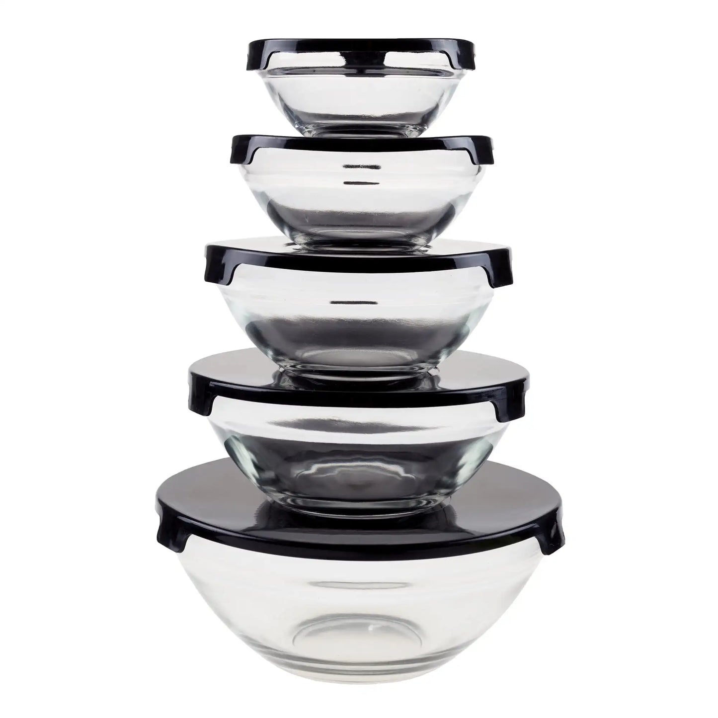 Glass Food Storage Containers with Snap Lids- 10 Piece Set by