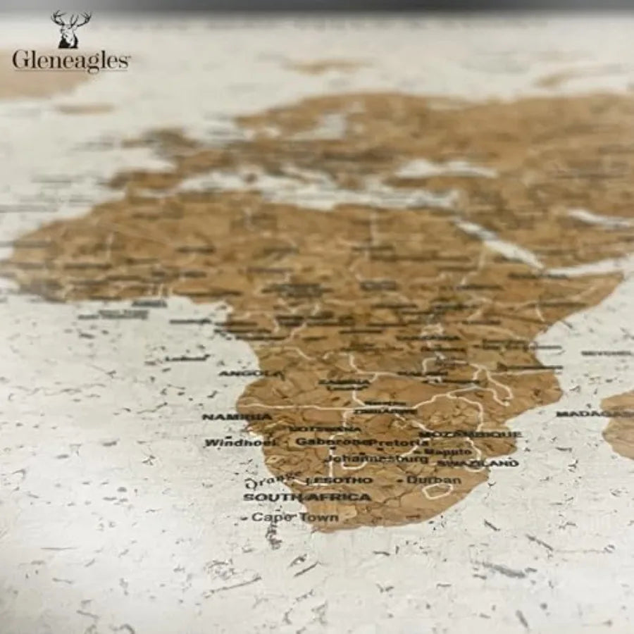 World Map Pin Board Travel Map Frame Framed Pinboard Cork Wooden Design 70 Push Pins Included 14.2'' x 21.2'' Personalised Home