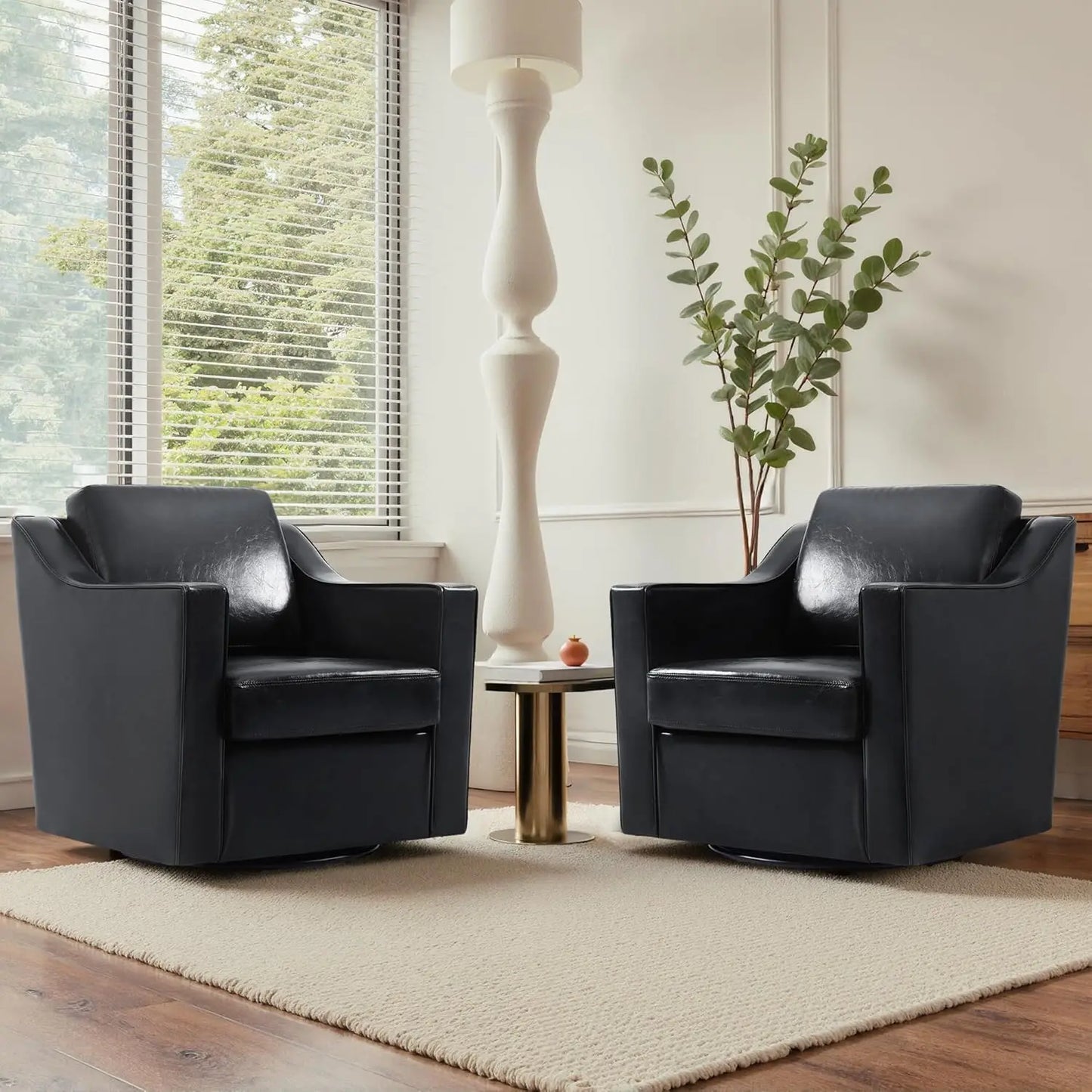 Swivel Chenille Accent Chair Set of 2, Modern Armrest Comfy Single Sofa for Living Room, Custom