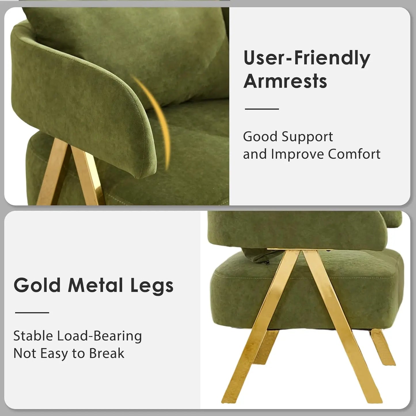 Modern Velvet Barrel Accent Chairs Set of 2, Comfy Reading Armchair for Living Room & Bedroom, Custom