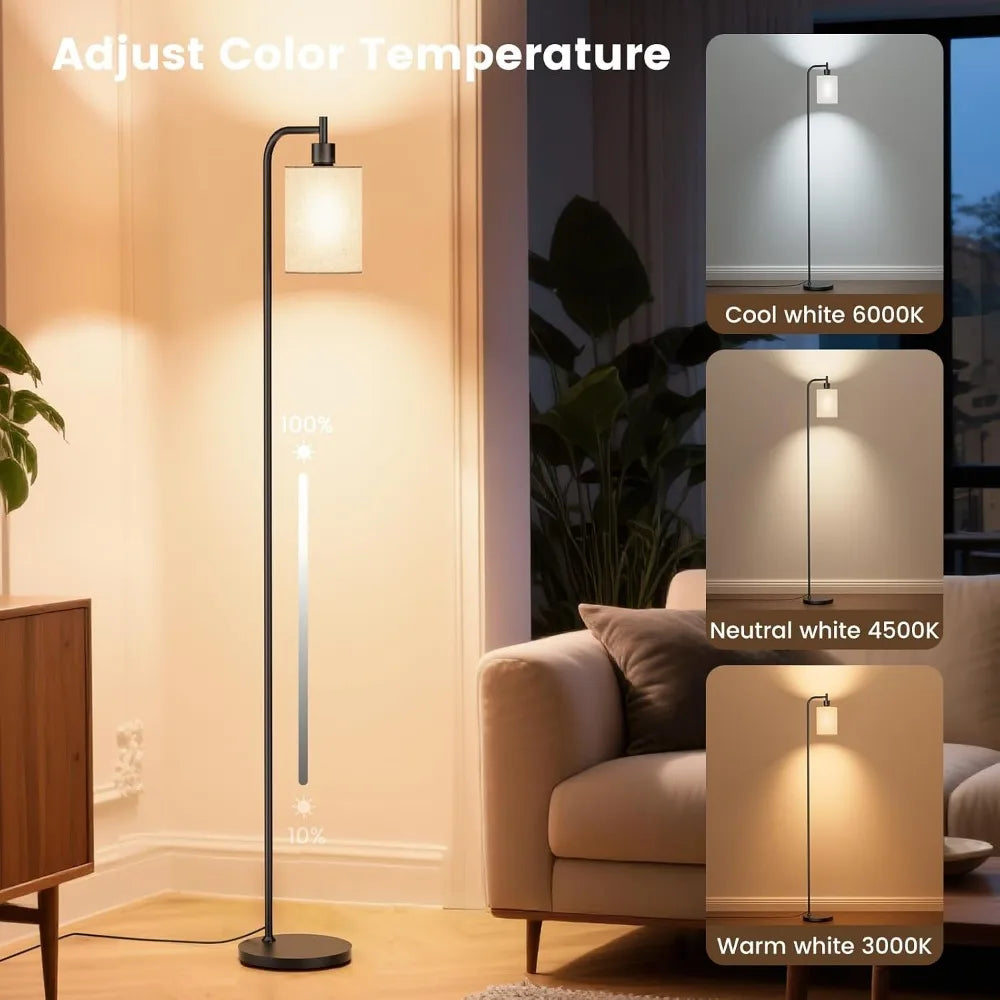 Dimmable Linen Shade Floor Lamp with Remote Control and 3 Color Options