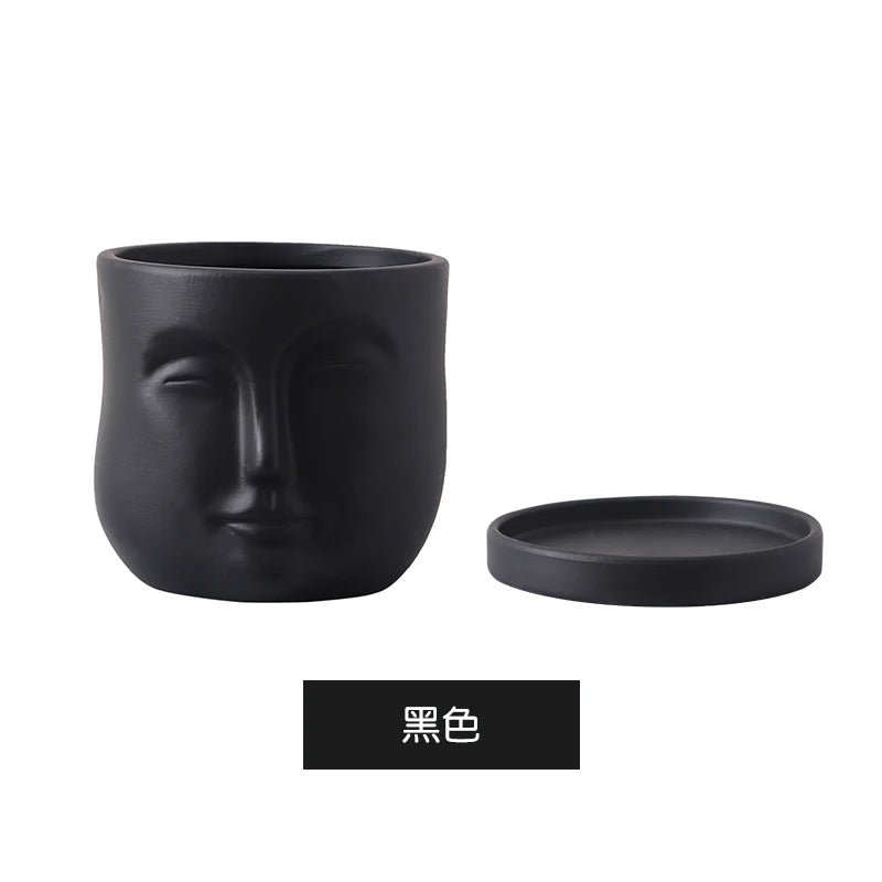 Creative Humanoid Head Ceramic Flower Pot Plant Flower Vase Garden Decoration Special-shaped Irregular Human Head Vase Art Decor