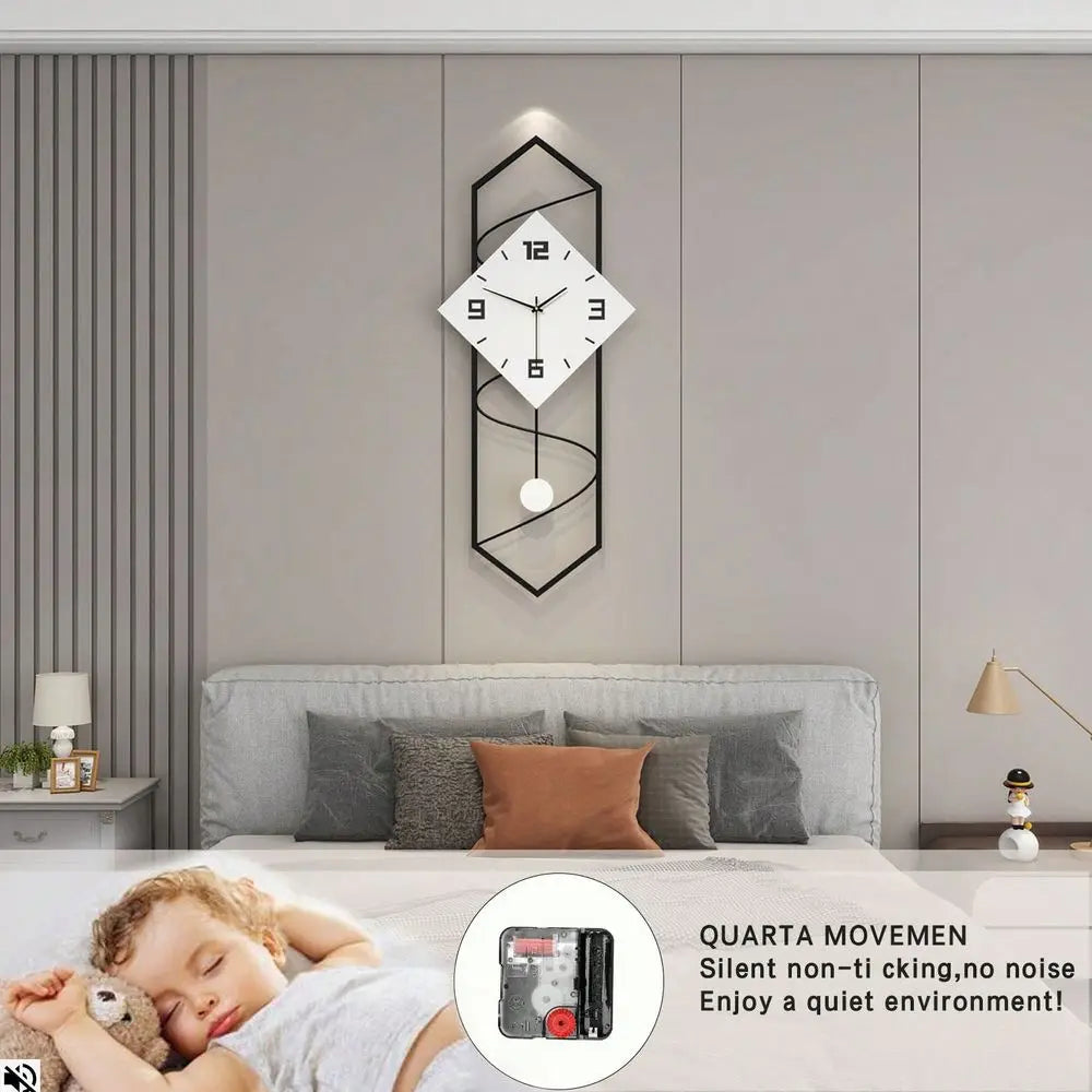 Decorative Modern Wall Clock,Silent Non-Ticking Quality Quartz Movement Battery Operated,Large Metal White Wall Clocks For Livi