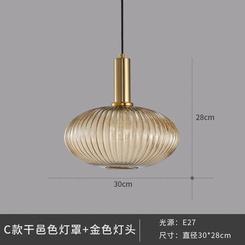 Dropshipping Glass Striped Pendant Lights Nordic loft Dining Room Kitchen Fixtures Ceiling Pendant Lamp Home Decor Hanging Lamp