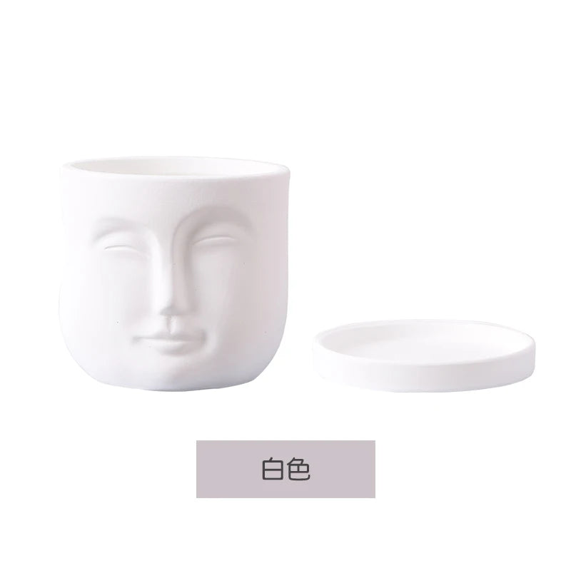 Creative Humanoid Head Ceramic Flower Pot Plant Flower Vase Garden Decoration Special-shaped Irregular Human Head Vase Art Decor
