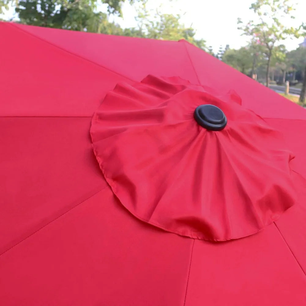 9 Foot Outdoor Patio Umbrella with 8 Sturdy Ribs Red