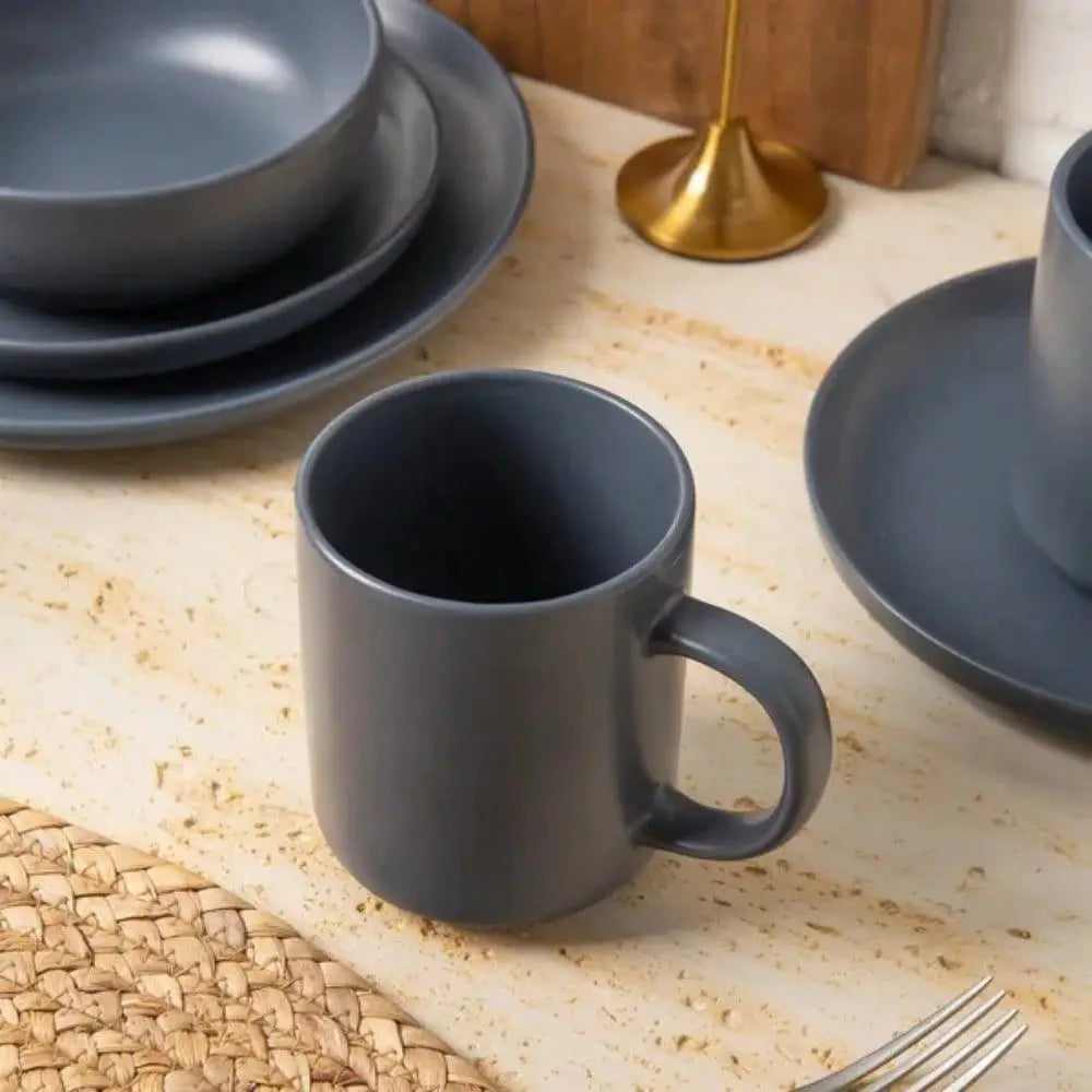 12-Piece Stoneware Dinnerware Sets With Mugs | Microwave & Dishwasher Sa Fe | Stackable Matte Glaze Kitchenware For 3