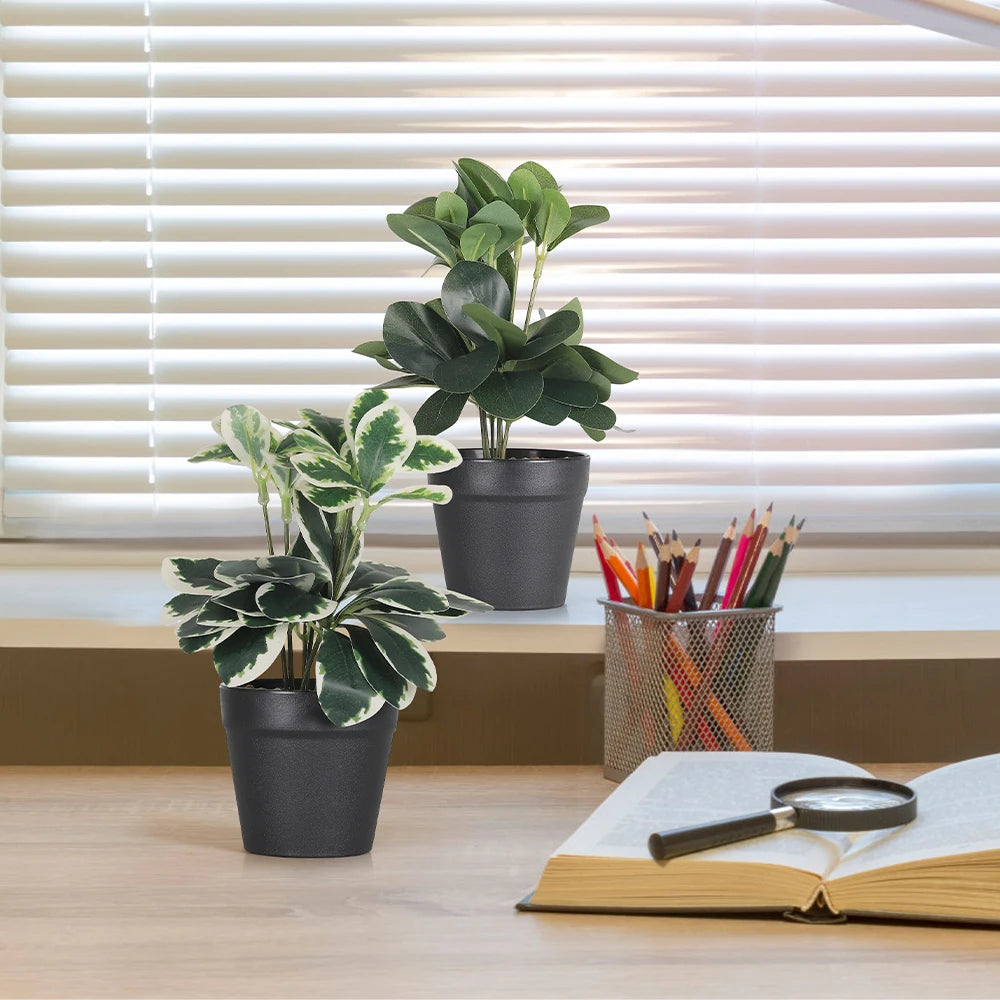 Real Touch Artificial Bonsai Tree with Eucalyptus Leaves in Cement Pot, Faux Plant for Indoor Outdoor Home Decor