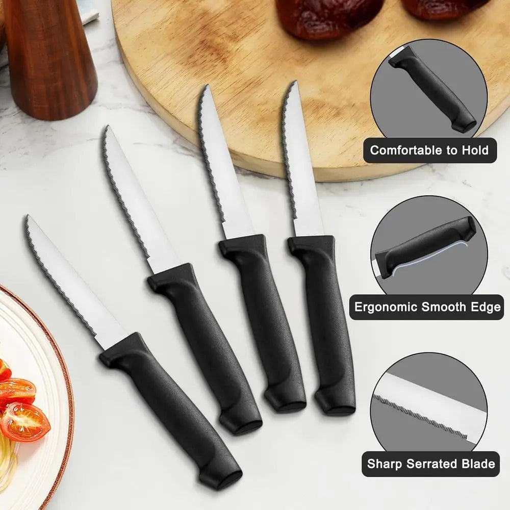 72-Pieces Silverware Set with Steak Knives, Stainless Steel Cutlery Set, Includes Forks, Spoons, and Knives, Dishwasher Safe