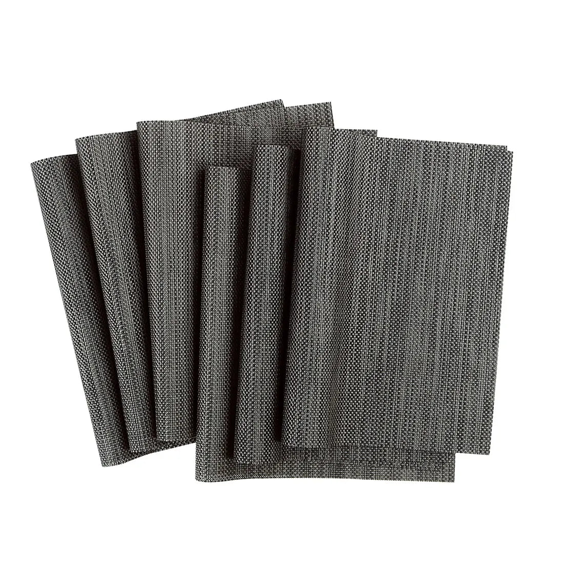 Heat Resistant Non-Skid Removable Pvc Table Mats Woven Placemats Dark Gray 6Pcs