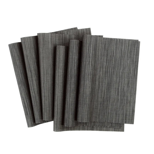 Heat Resistant Non-Skid Removable Pvc Table Mats Woven Placemats Dark Gray 6Pcs