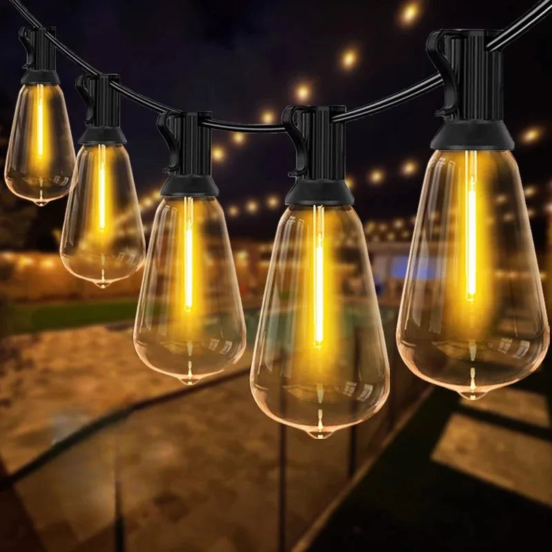 200FT LED ST38 Ball String Lights Waterproof Outdoor Garden Garland String Lights Terrace Garden Pub Christmas Party Decoration