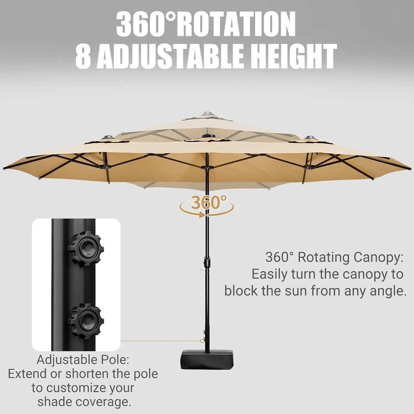14FT Double-Sided Patio Umbrella with Base Included, Large Outdoor Rectangular Market Umbrella for Backyard,, Customized