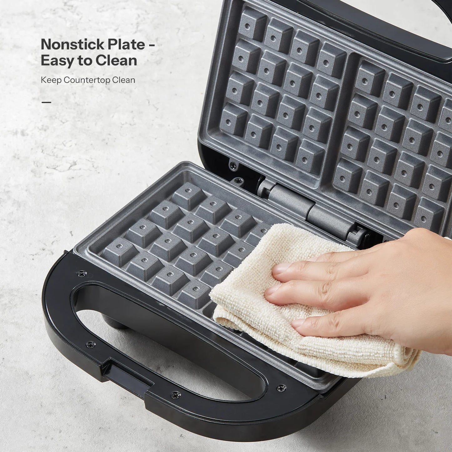 2-Slice Belgian Waffle Maker, Non-Stick Plates, Compact Electric Waffle Iron with LED Indicator, Locking Latch, Easy Clean Breakfast Machine for Home Kitchen
