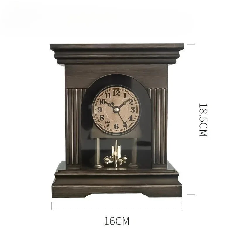 Simple Metalline Silent Desktop Clock Creative Retro Luxurious Multifunctional Table Clock Modern Living Room Desk Clock
