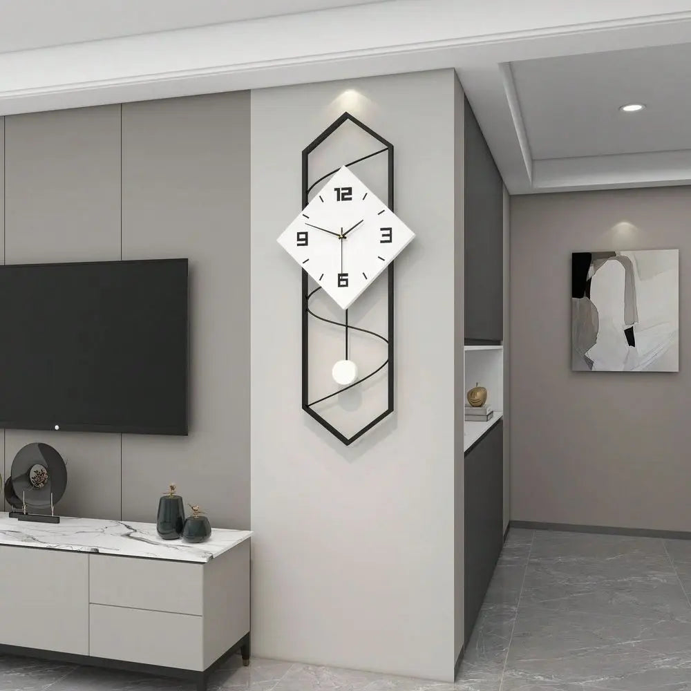 Decorative Modern Wall Clock,Silent Non-Ticking Quality Quartz Movement Battery Operated,Large Metal White Wall Clocks For Livi