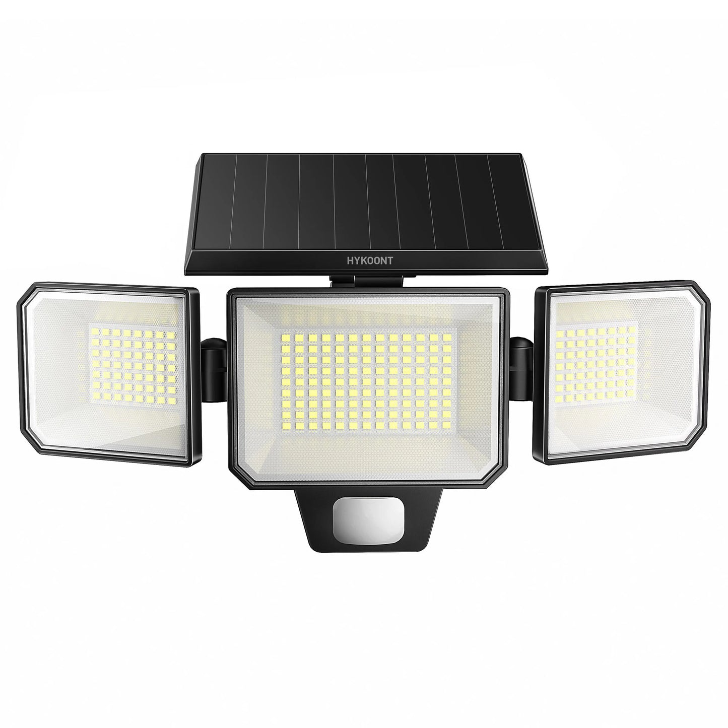 Solar Motion Sensor Light Outdoor, 3000LM 3-Head Solar Security Light with 270° Wide Angle Illumination, 200+LED Solar Wall Light for Porch Garage Yard Entrance, 3 Lighting Modes