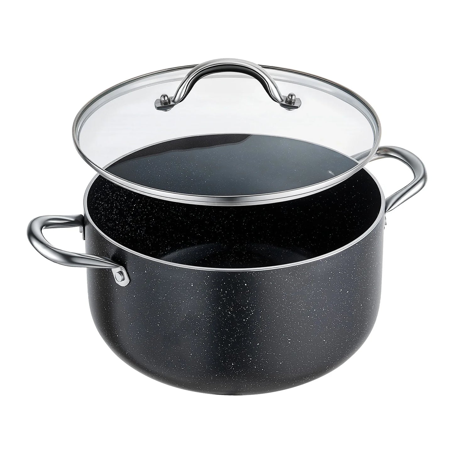 SucceBuy Aluminum Stock Pot Nonstick Ceramic Coated with Glass Lid Compatible with Gas Stoves Induction Cooktops Electric Stoves