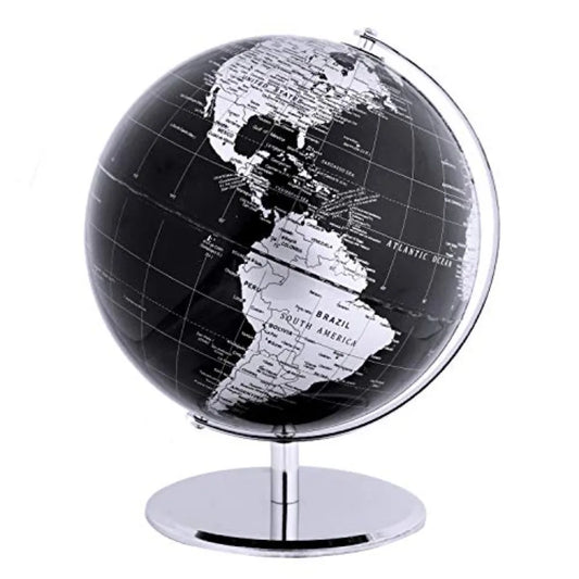 Metallic World Globe Black Educational/Geographic/Modern Desktop Decoration - Stainless Steel Arc and Base/Earth World - Metall