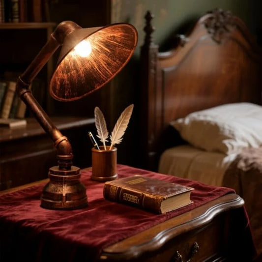 Steampunk Table Lamp Industrial Water Pipe Lamp Retro Iron Piping Desk Lamp Vintage Nightstand Lamps for Bedroom Living Room Ki
