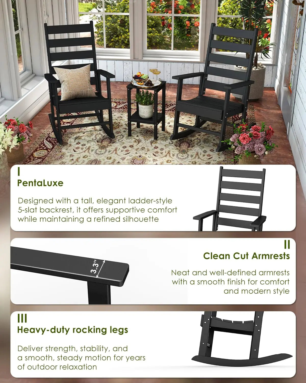 Outdoor-Rocking-Chairs-Set-of-2 Plastic | Patio Rockers  Porch Rocker Chair  Shaker  Oversized | High, Customized