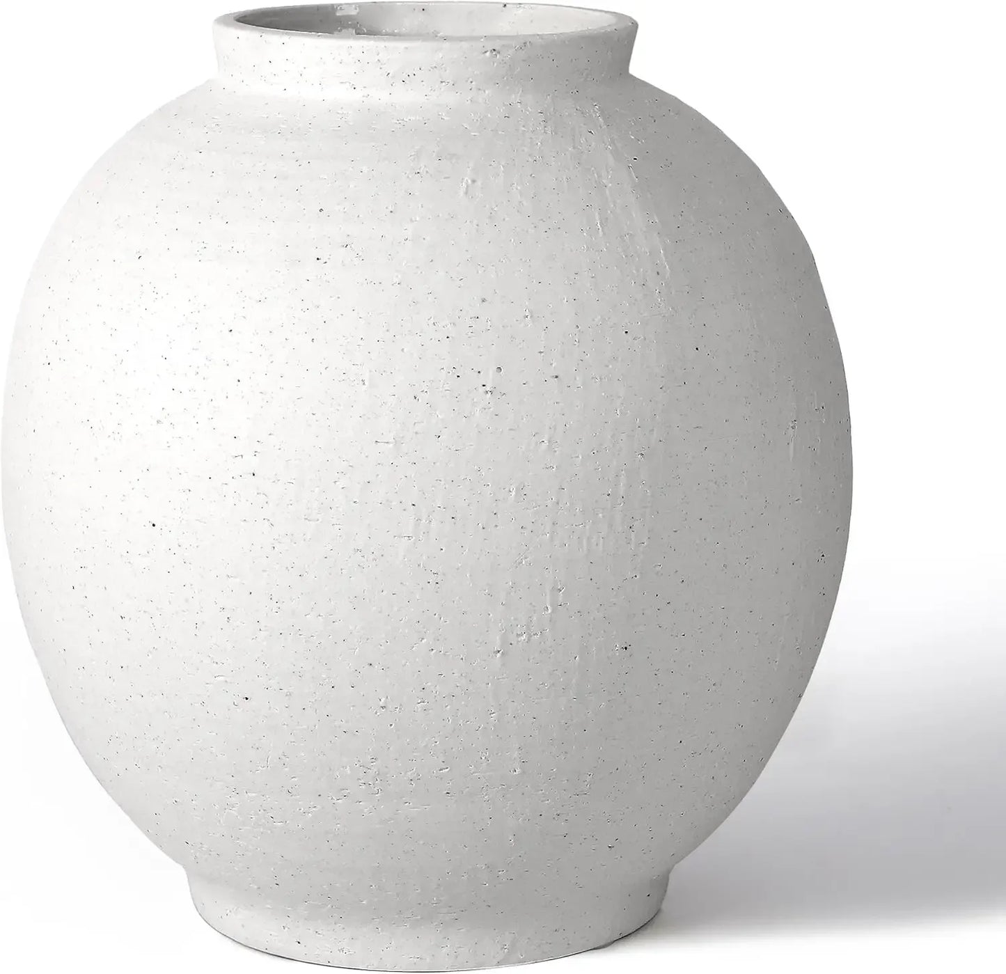 Large White Ceramic Vase 11 Inch Round Modern Tall Vase For Home Living Room Table Festive Interior Decor