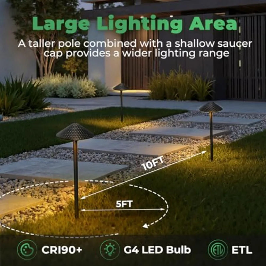 Low Voltage Pathway Lights 6.69'' Shade 21.5'' Tall V Outdoor LED Landscape Pathway Lighting Aluminum Vintage Hammered Path Lig