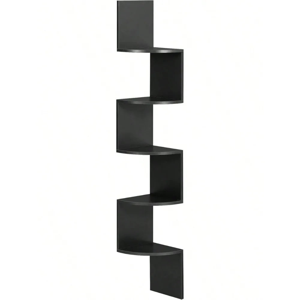 Shelf Wall Mount, 5-Tier Floating Corner Bookshelf, Plant Shelf For Bedroom, Living Room, Bathroom, Home Office
