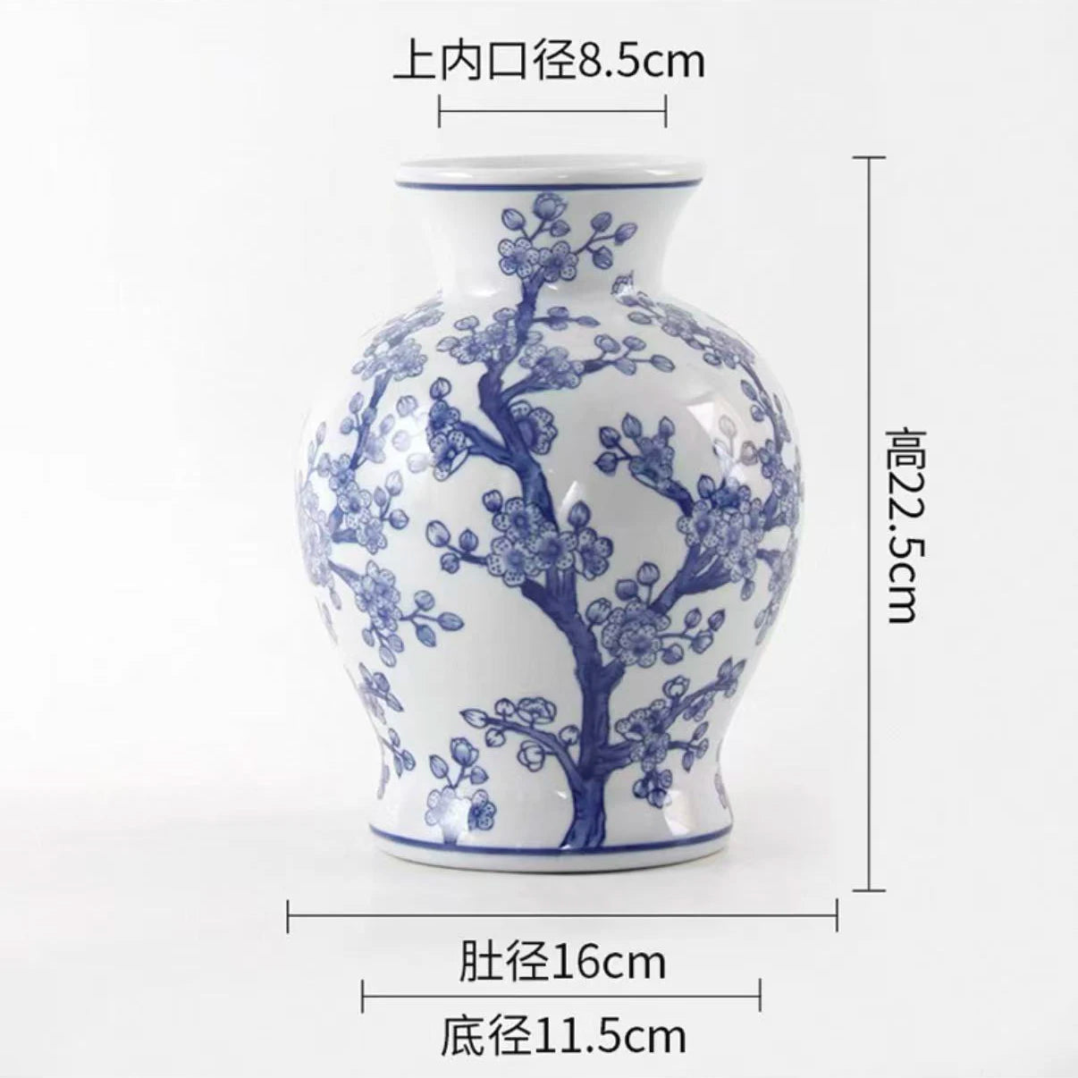 Blue and White Porcelain Retro Vase Ceramic Painted Flower Potted Plant Floral Hydroponic Vase Crafts Decoration Indoor Ornament