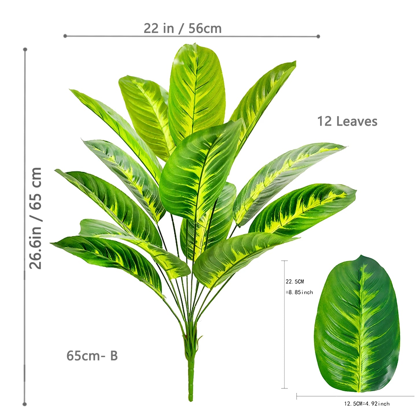 65-90-125cm  Large Tropical Palm Tree Fake Banana Plant Leaves Real Touch Strelitzia Reginae Plastic Plant for Home Garden