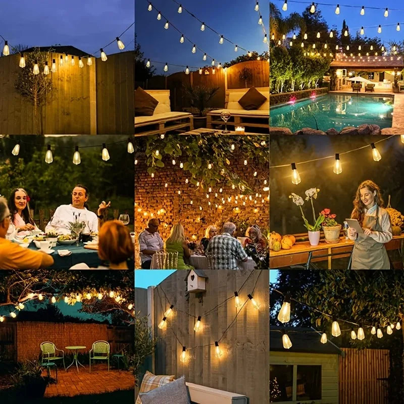 200FT LED ST38 Ball String Lights Waterproof Outdoor Garden Garland String Lights Terrace Garden Pub Christmas Party Decoration