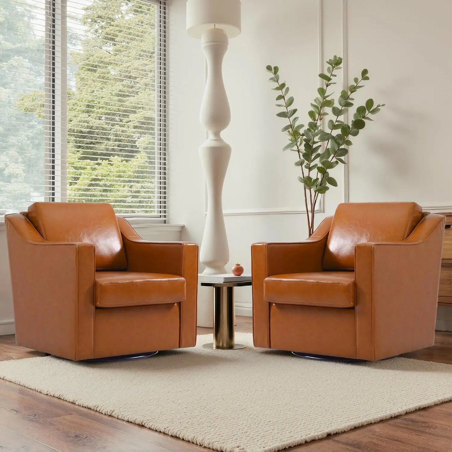 Swivel Chenille Accent Chair Set of 2, Modern Armrest Comfy Single Sofa for Living Room, Custom