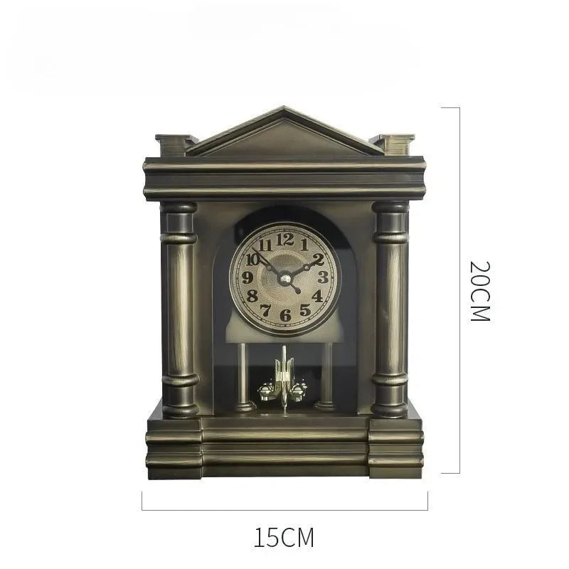 Simple Metalline Silent Desktop Clock Creative Retro Luxurious Multifunctional Table Clock Modern Living Room Desk Clock