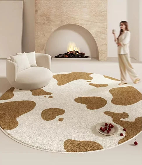 Cream Style Bedroom Decor Carpet Large Area Round Carpets for Living Room Home Thicken Washable Floor Mat Fluffy Soft Lounge Rug