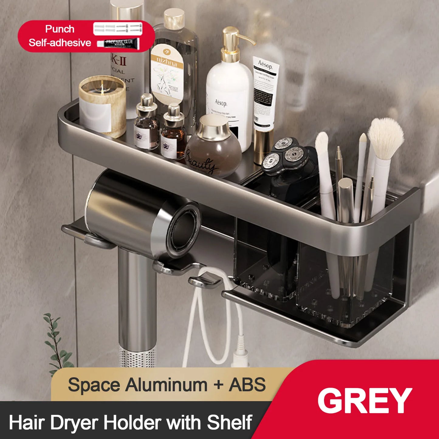 Hair Dryer Holder Wall Dryer Cradle Straightener Stand Hairdryer Organizer Box Toilet Blower Holder Shelf Bathroom Accessories