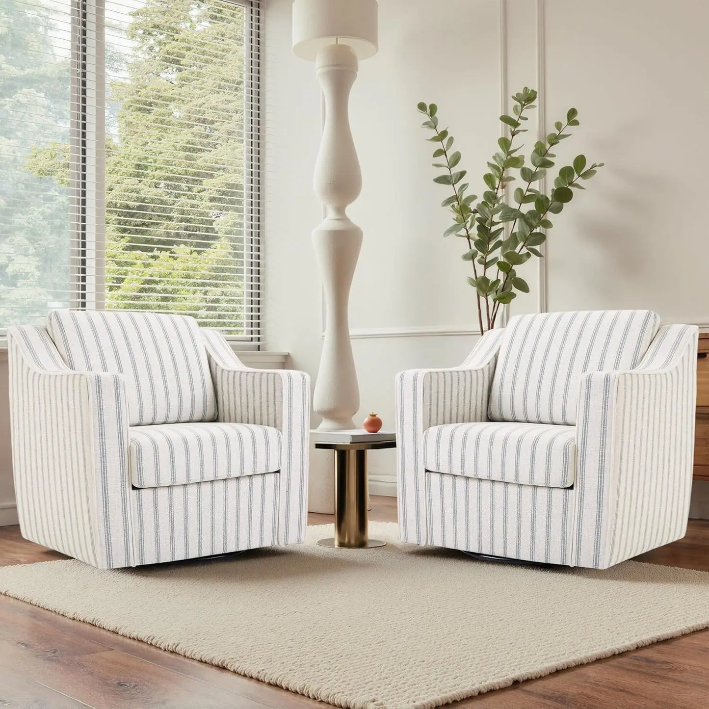 Swivel Chenille Accent Chair Set of 2, Modern Armrest Comfy Single Sofa for Living Room, Custom