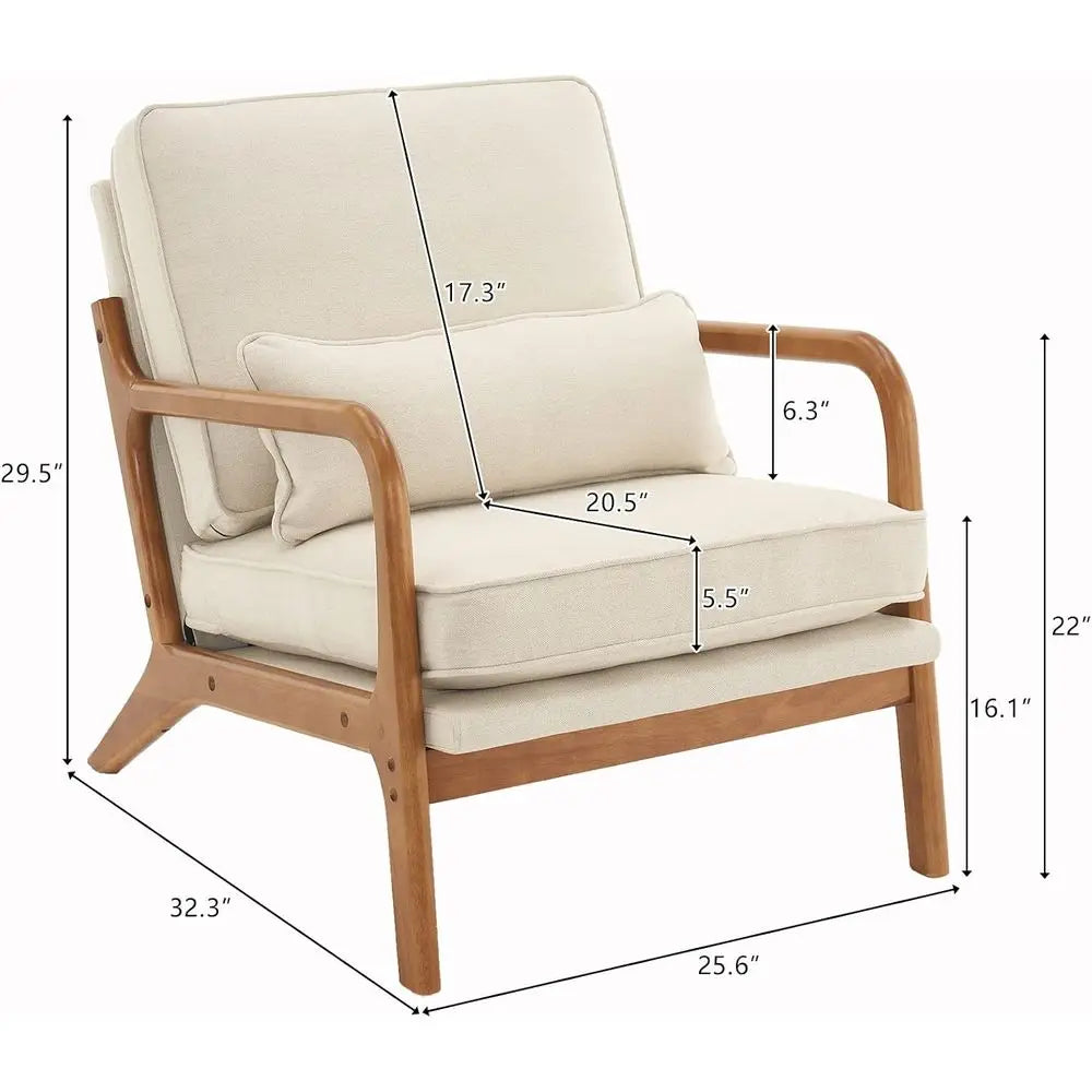 ine Beige Accent Chairs Set o 2, Upholstered Century ern Lounge abric Chairs Reading Chairs Side Sitting Chair Solid Wood armhou