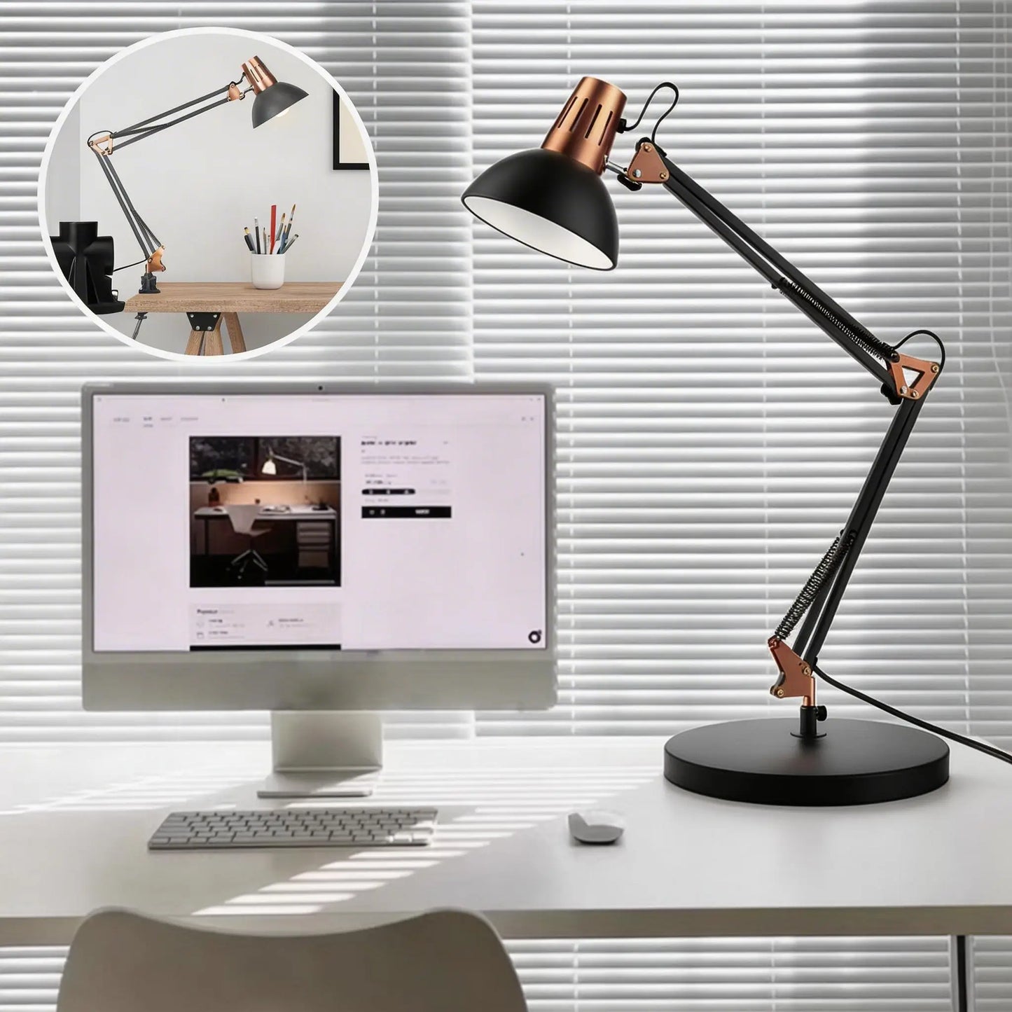 Black Retro Metal Swivel Arm Desk Lamp Adjustable Architect Morden Table Lamp High Task Lamp With Switch For Bedroom Study Room